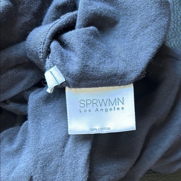 SPRWMN Love Edit Tee Long Sleeve Crop Top Navy Blue Crew Neck Sz S NEW - Picture 6 of 9